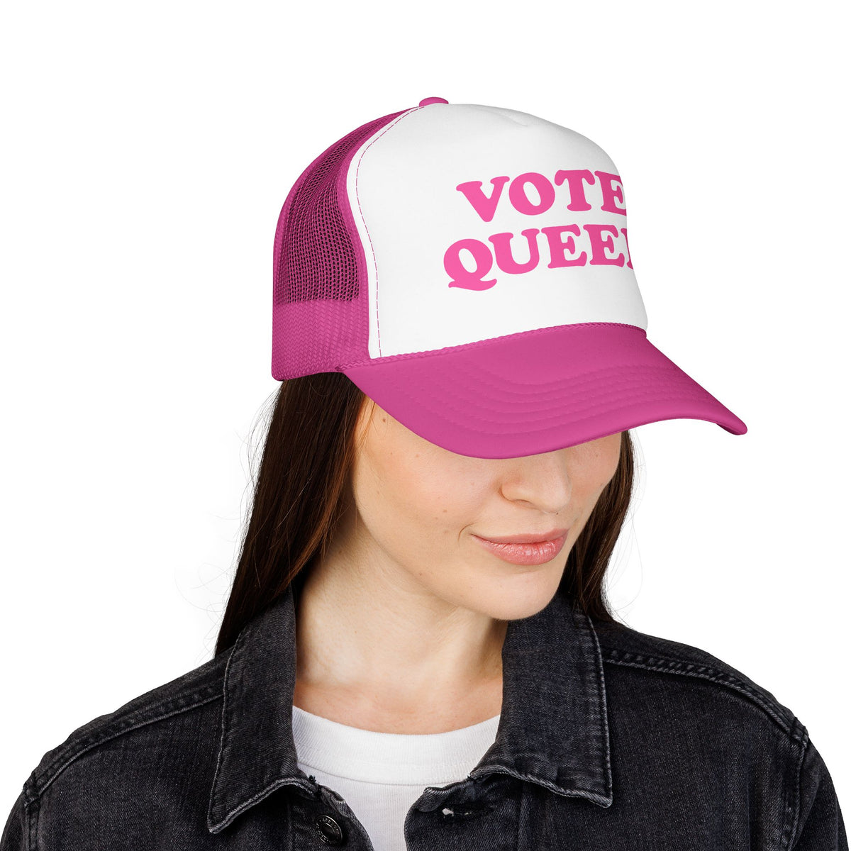 VOTE QUEER Trucker Cap: Pink, Queer Visibility & Voter Power Statement Hat