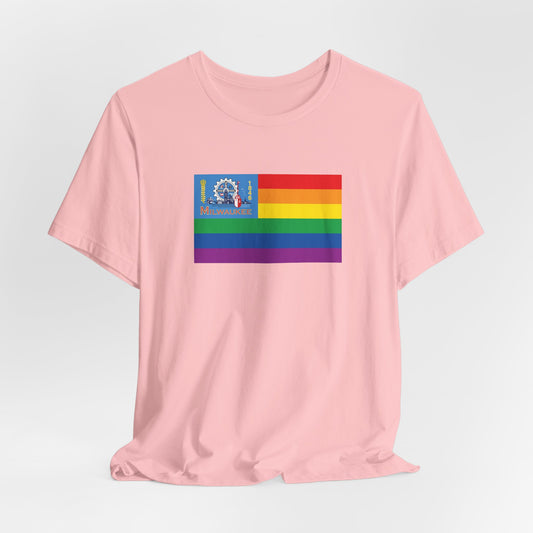 Milwaukee, Wisconsin Rainbow Pride Flag T-shirt, Several Color Options