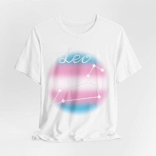Leo Constellation T-shirt, Astrology, Transgender Pride Flag