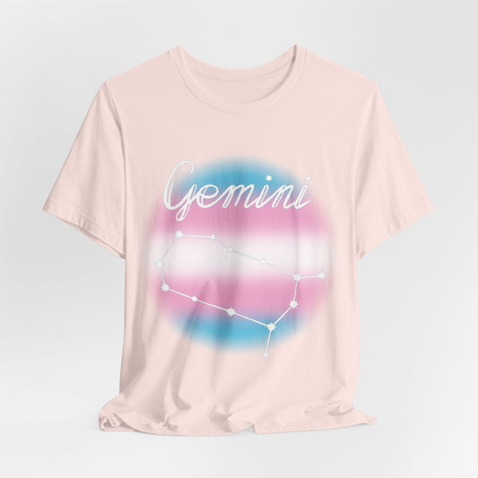 Gemini Constellation T-shirt, Astrology, Transgender Pride Flag