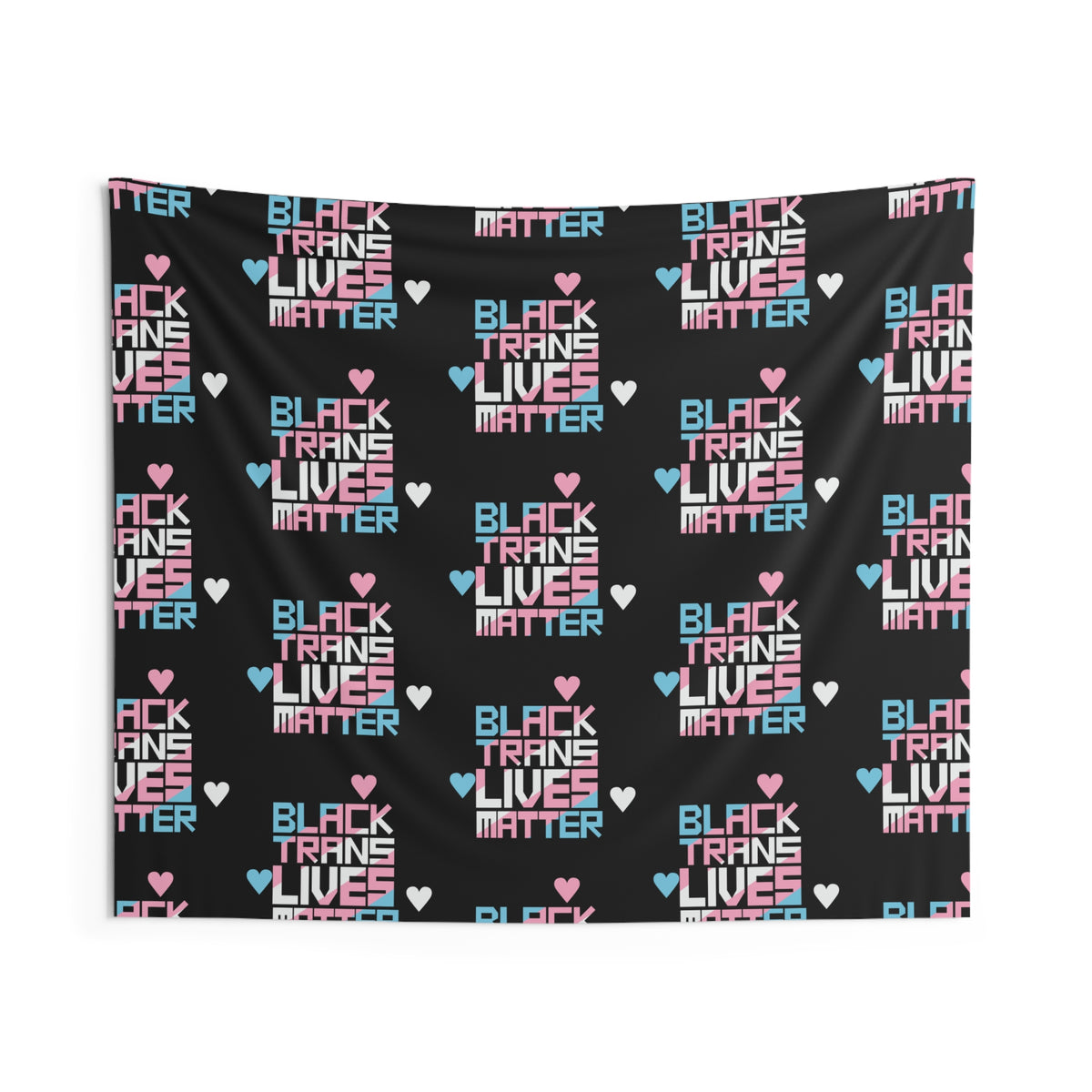 BLACK TRANS LIVES MATTER Indoor Wall Tapestry - San Francisco Tenderloin Deco on Black