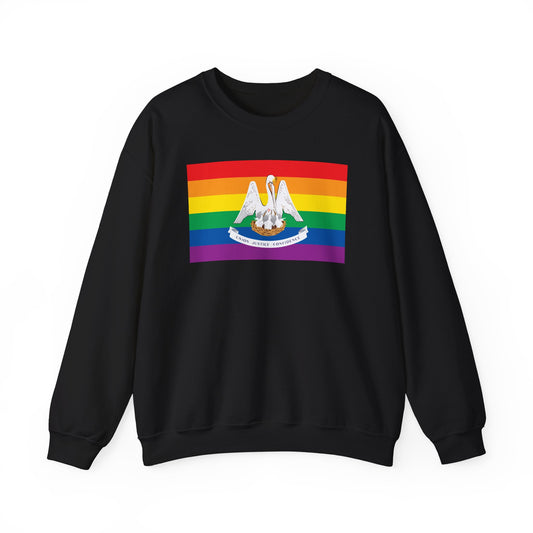 Louisiana Rainbow Pride Flag Unisex Crewneck Sweatshirt, White, Black or Light Pink