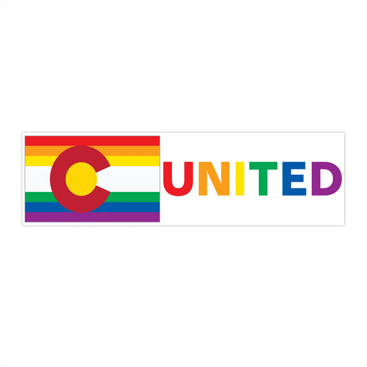 Colorado Rainbow Pride Flag "UNITED" Bumper Sticker