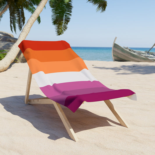 Lesbian Pride Flag Beach Towel - vertical stripe deco