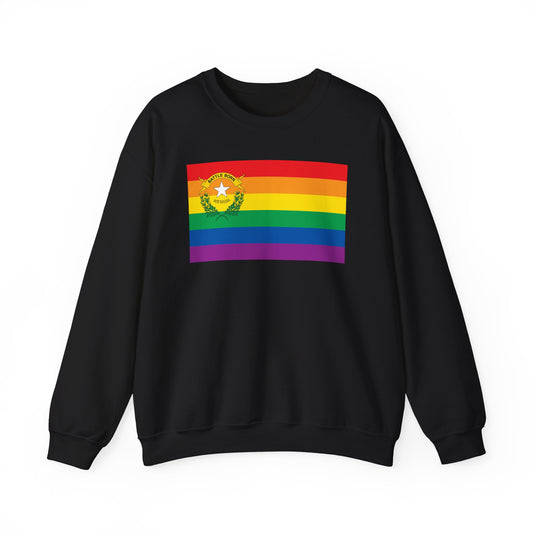 Nevada Rainbow Pride Flag Unisex Crewneck Sweatshirt, White, Black or Light Pink