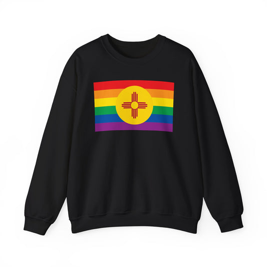 New Mexico Rainbow Pride Flag Unisex Crewneck Sweatshirt, White, Black or Light Pink