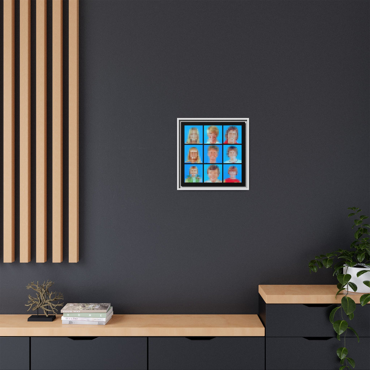 America's Iconic Mid-Century TV Family, Abstract Portrait Collage Art, Matte Canvas, Framed (Multi-color options)