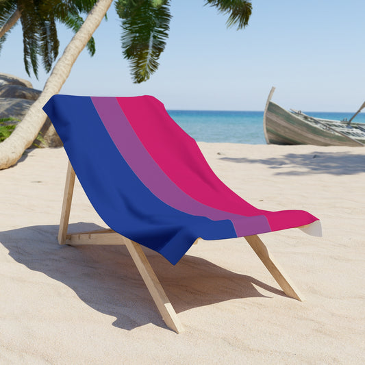 Bisexual Pride Flag Beach Towel - horizontal stripe deco