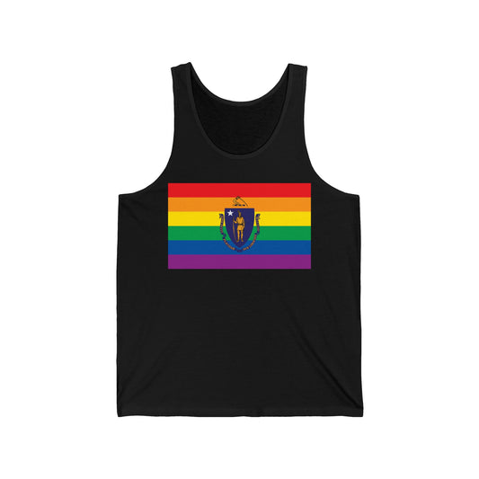 Massachusetts Rainbow Pride Flag Jersey Tank