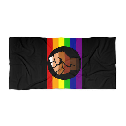 Queer People of Color (POC) Pride Flag Beach Towel - vertical deco