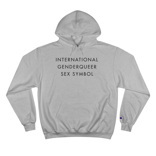 International GenderQueer Sex Symbol Hoodie (Champion®) - White and Light Steel with Black Deco