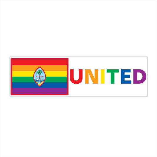 Guam Rainbow Pride Flag "UNITED" Bumper Sticker