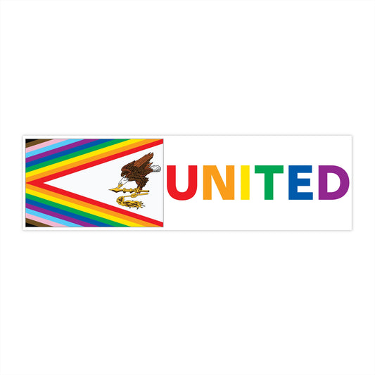 American Samoa Rainbow Pride Flag "UNITED" Bumper Sticker