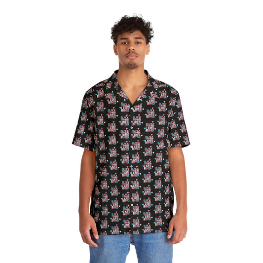 BLACK TRANS LIVES MATTER Retro Hawaiian Shirt Style - San Francisco Tenderloin Deco on Black