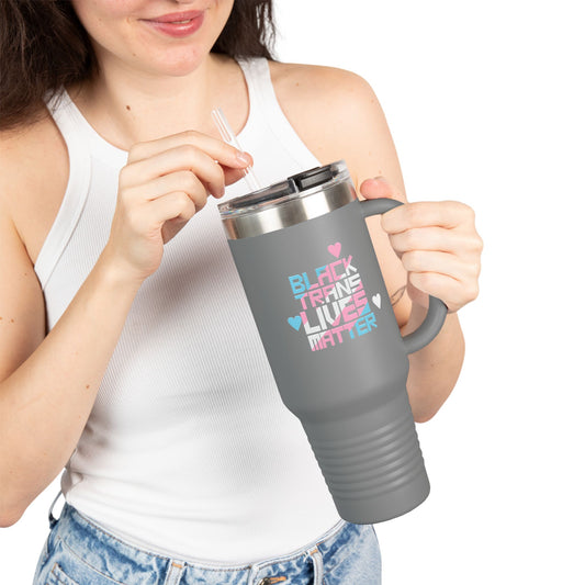 BLACK TRANS LIVES MATTER 40oz Tumbler, San Francisco Tenderloin Deco on Black or Gray