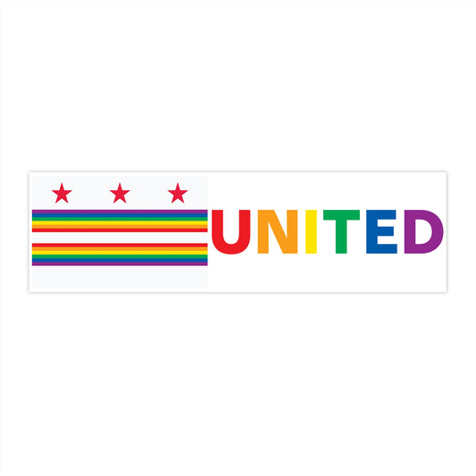 Washington, D.C. Rainbow Pride Flag "UNITED" Bumper Sticker
