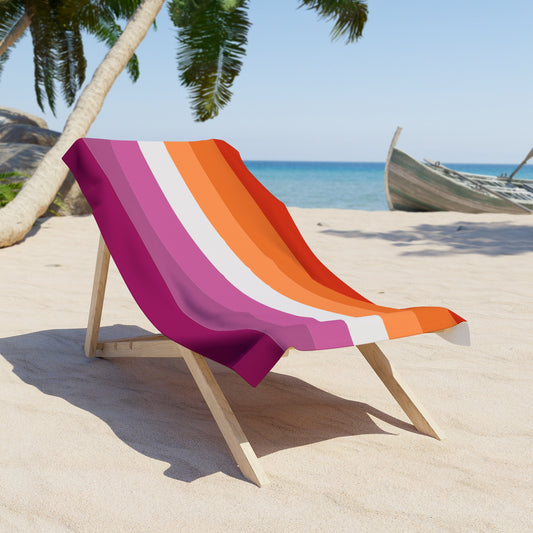 Lesbian Pride Flag Beach Towel - horizontal stripe deco