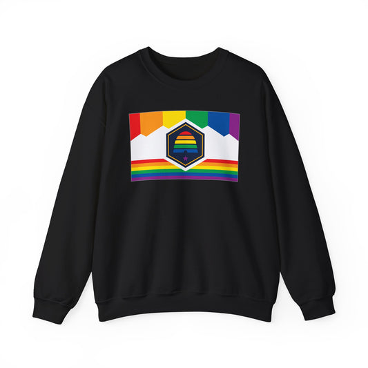 Utah Rainbow Pride Flag Unisex Crewneck Sweatshirt, White, Black or Light Pink