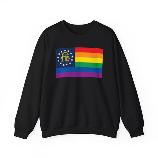 Georgia Rainbow Pride Flag Unisex Crewneck Sweatshirt, White, Black or Light Pink