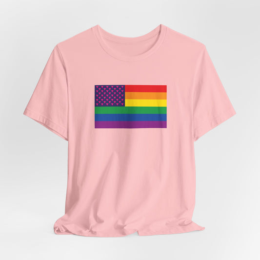 USA Old Glory Stars n Triangles Rainbow Pride Flag T-shirt, Several Color Options