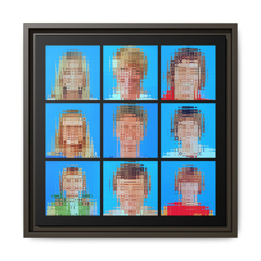 America’s Iconic Mid-Century TV Family Abstract Portrait Collage Art, Matte Canvas, Framed (Multi-color options)