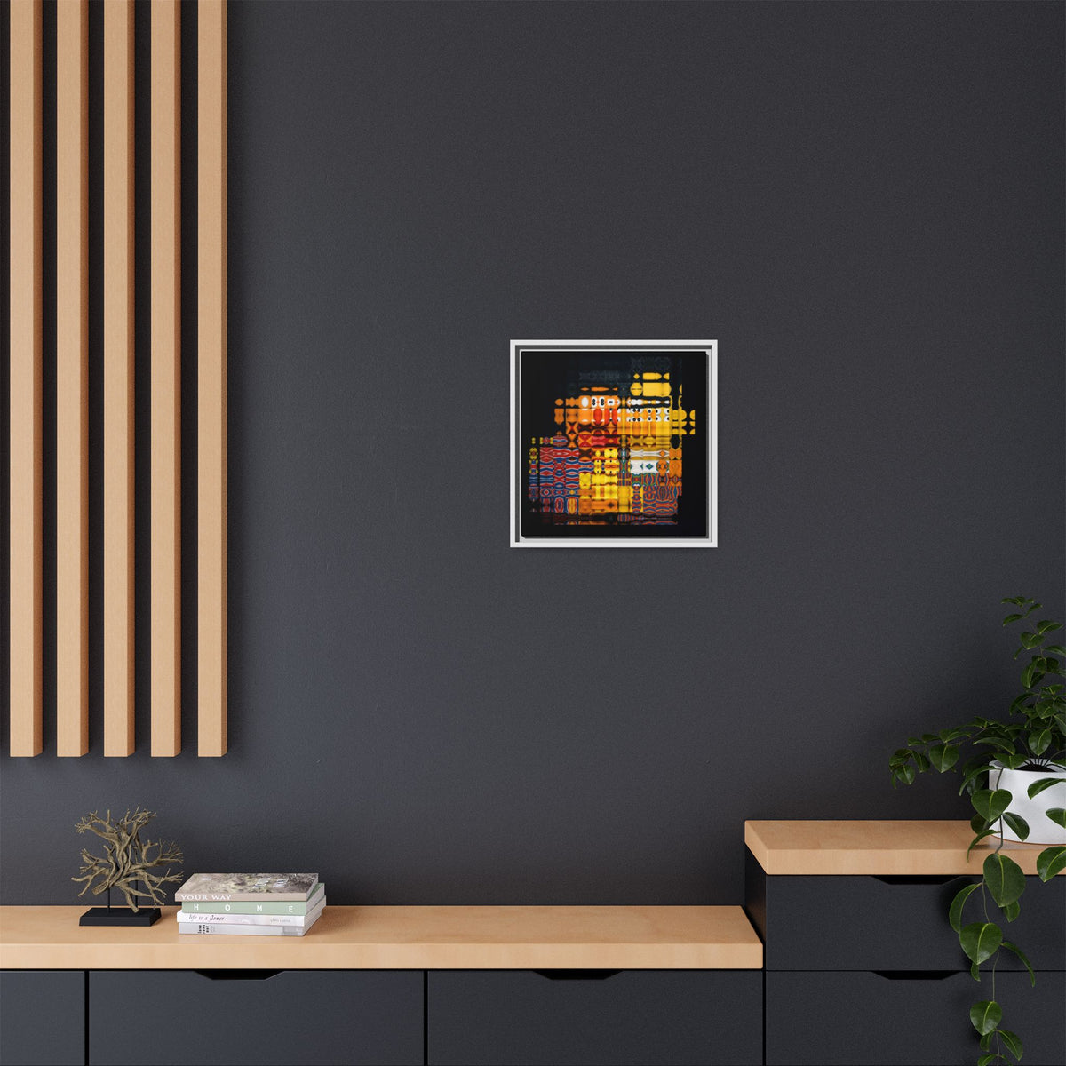 Iconic Domestic Partners in Plain Sight: Bert, Ernie, and Rubber Ducky Abstract Portrait Collage Art, Matte Canvas, Framed (Multi-color options)
