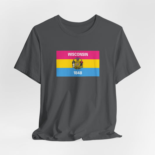 Wisconsin Pansexual Pride Flag T-shirt, Several Color Options