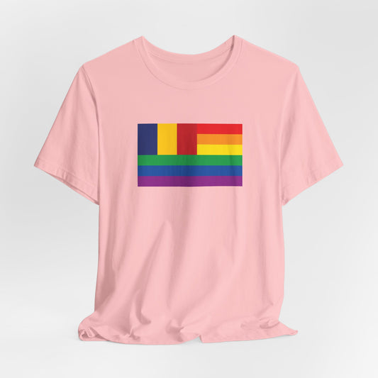 Romania Rainbow Pride Flag T-shirt, Several Color Options