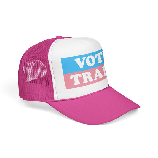 VOTE TRANS Stripes Trucker Cap, Pro-Trans Rights Statement Hat