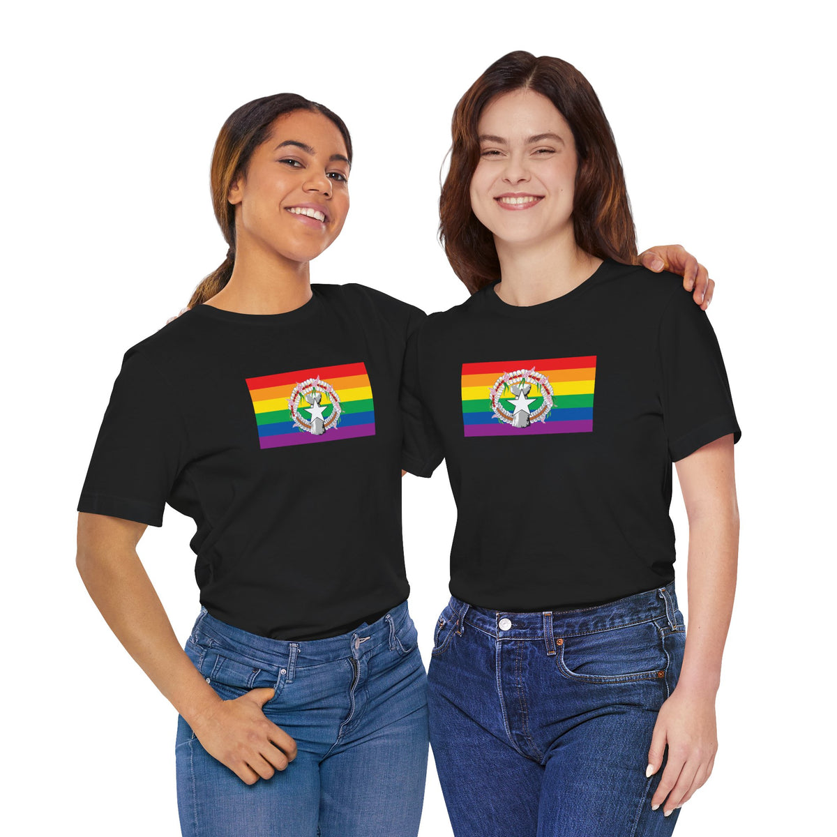 Northern Mariana Islands Rainbow Pride Flag T-shirt, Several Color Options