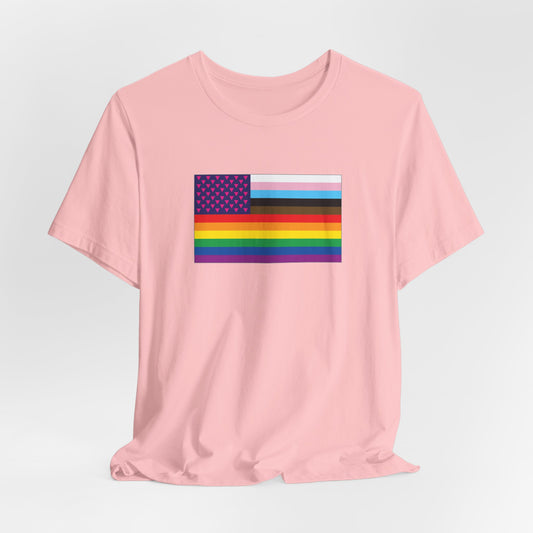 USA Old Glory Stars n Triangles Progress Pride Flag T-shirt, Several Color Options