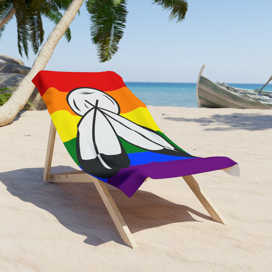 Two-Spirit Pride Flag Beach Towel - vertical stripe deco