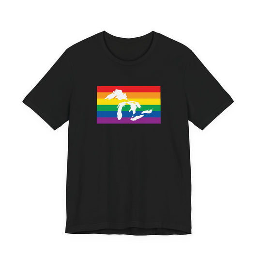 Great Lakes Region Rainbow Pride Flag T-shirt, Several Color Options