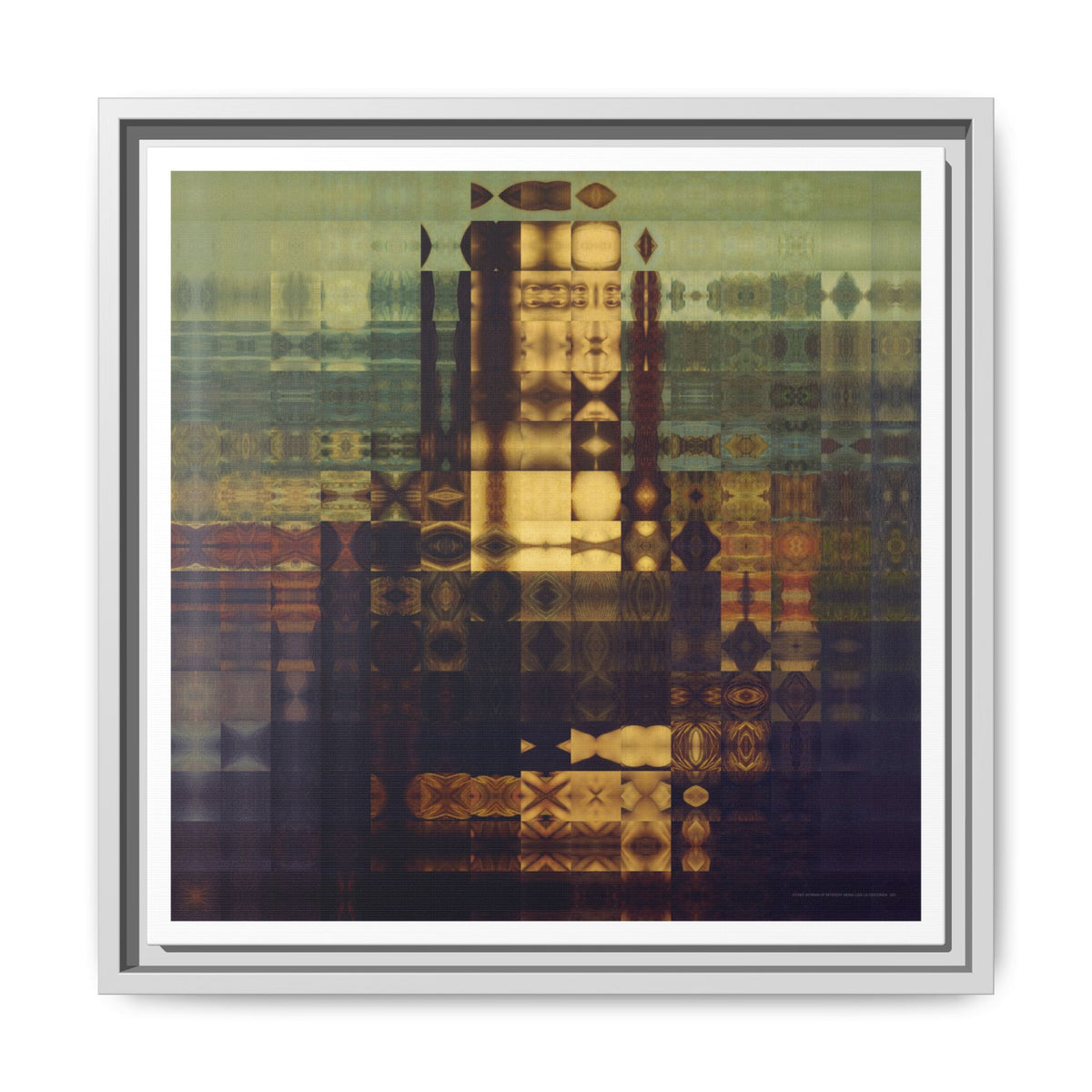 Mysterious Smile Abstract Portrait Collage Art, Matte Canvas, Framed (Multi-color options)