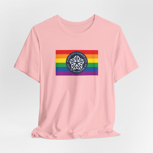 Rochester, New York Rainbow Pride Flag T-shirt, Several Color Options