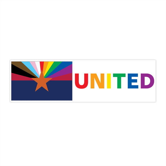 Arizona Rainbow Pride Flag "UNITED" Bumper Sticker