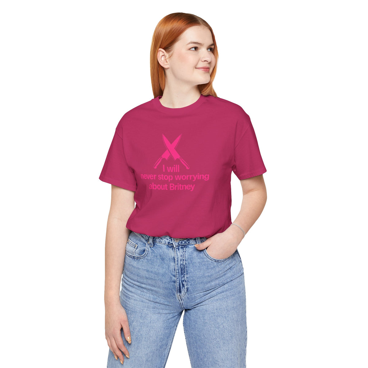 I will never stop worrying about Britney T-shirt, Black and Pink T-shirt Color Options