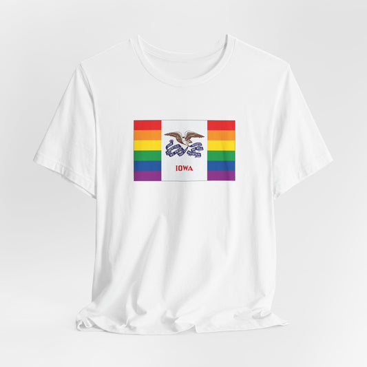 Iowa Rainbow Pride Flag T-shirt, Several Color Options
