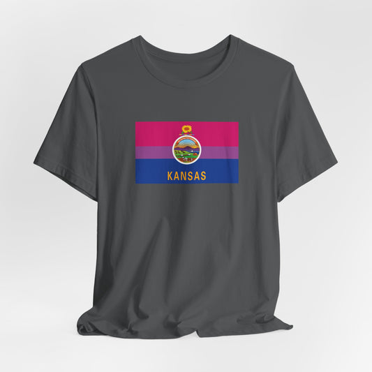Kansas Bisexual Pride Flag T-shirt, Several Color Options