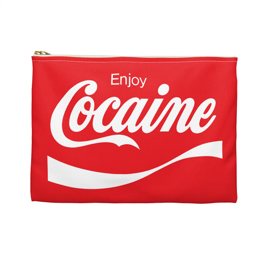 Enjoy Cocaine Funny Accessory Pouch - White on Red