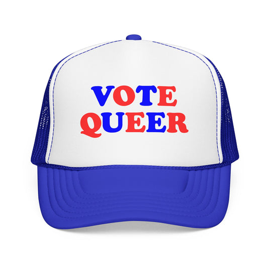VOTE QUEER Trucker Cap, Queer Visibility & Voter Action Statement Hat