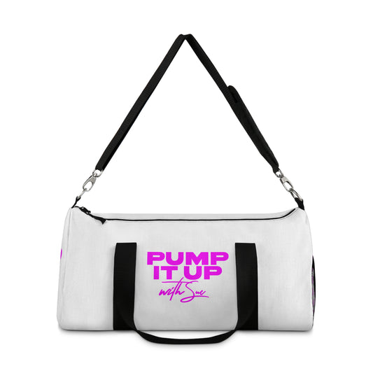 Pump It Up with Sue Duffel Bag - White with Magenta Deco