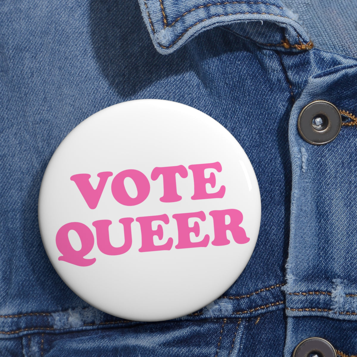 VOTE QUEER Activism Pin Button in Pink