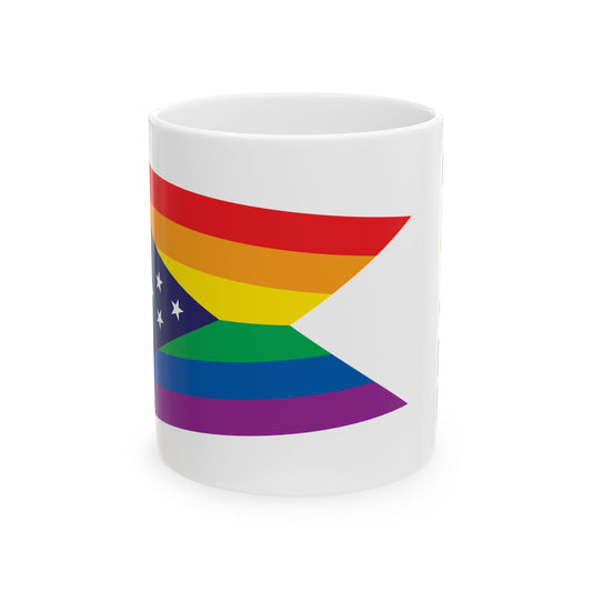 Ohio Rainbow Pride Flag "UNITED" Ceramic Mug