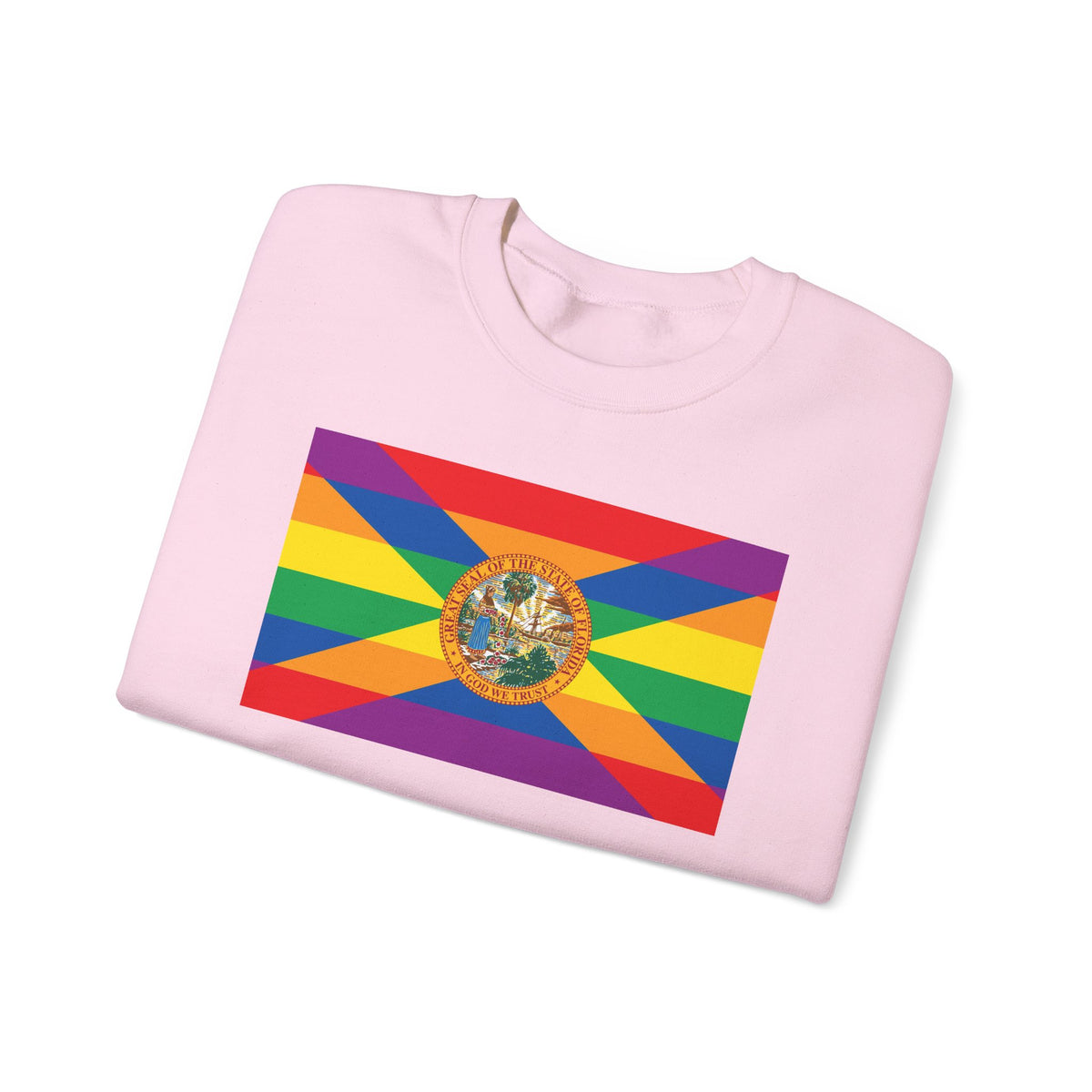 Florida Rainbow Pride Flag Unisex Crewneck Sweatshirt, White, Black or Light Pink