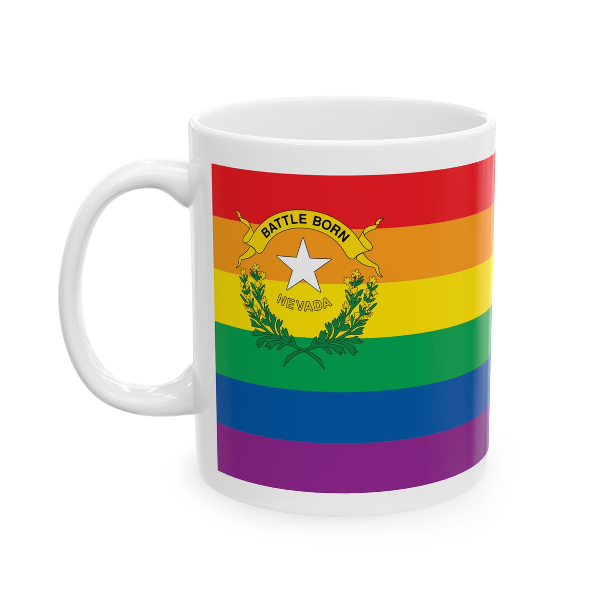 Nevada Rainbow Pride Flag "UNITED" Ceramic Mug