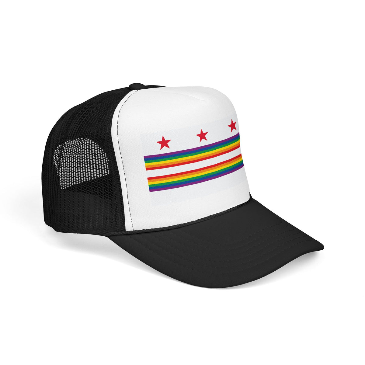 Washington, D.C. Rainbow Pride Flag "UNITED" Printed Foam Trucker Hat, Several Color Options