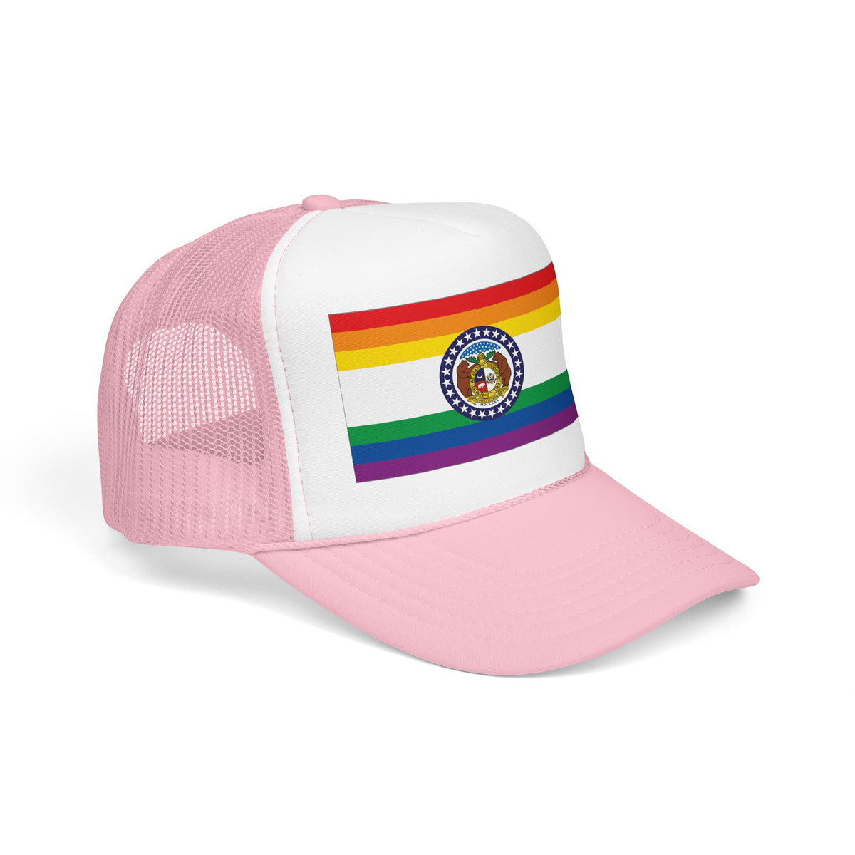 Missouri Rainbow Pride Flag "UNITED" Printed Foam Trucker Hat, Several Color Options