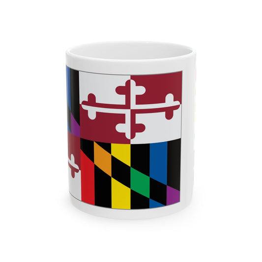 Maryland Rainbow Pride Flag "UNITED" Ceramic Mug