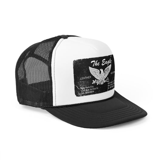 Leather Bar Trucker Caps - The Eagle's Nest LGBTQIA+ Pride History, Black or Pink with Black Deco